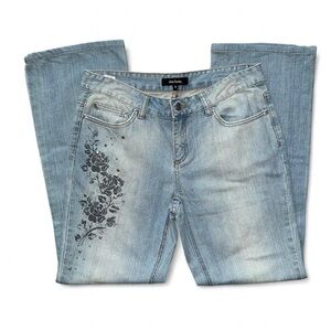 Daisy Fuentes Blue Floral Boot Cut Jeans